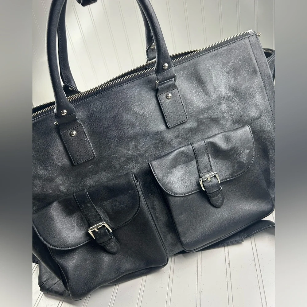 Hook + Albert Black Leather Weekender Garment Bag Unisex $590